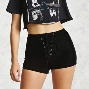 Forever 21- Crushed Velvet Lace-up Shorts
